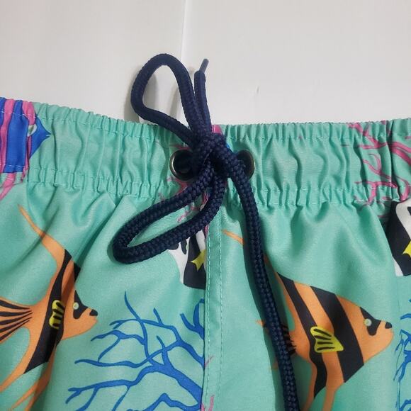 US Surf Club Mint Green Colorful Fish Swim Trunks with Liner Men's Size Large - Picture 4 of 6